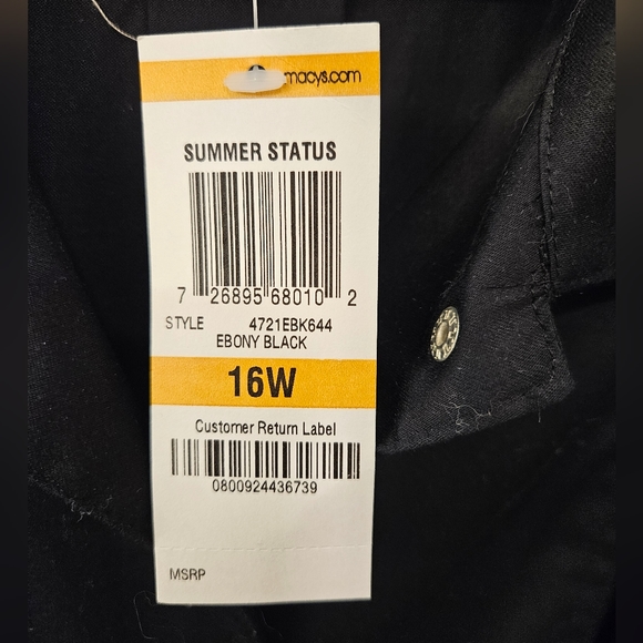 NWT - Alfani Cotton Satin Finish Black Shirt Dress - Size 16W - Picture 6 of 12